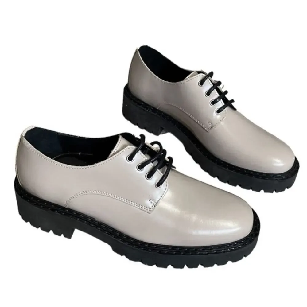New Maeve Anthropologie Oxford Leather Sand Tan Lace Up Shoes Size 9 Size 39 - Picture 7 of 10